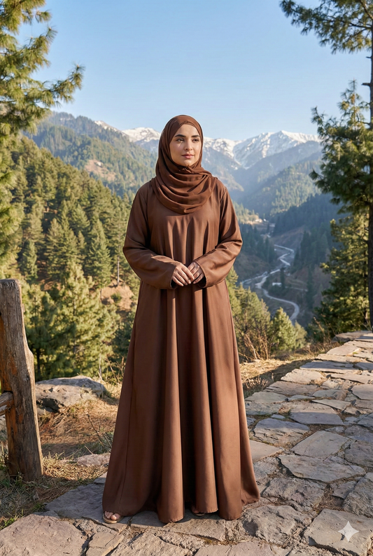 PLAIN BROWN LAPRIS ABAYA